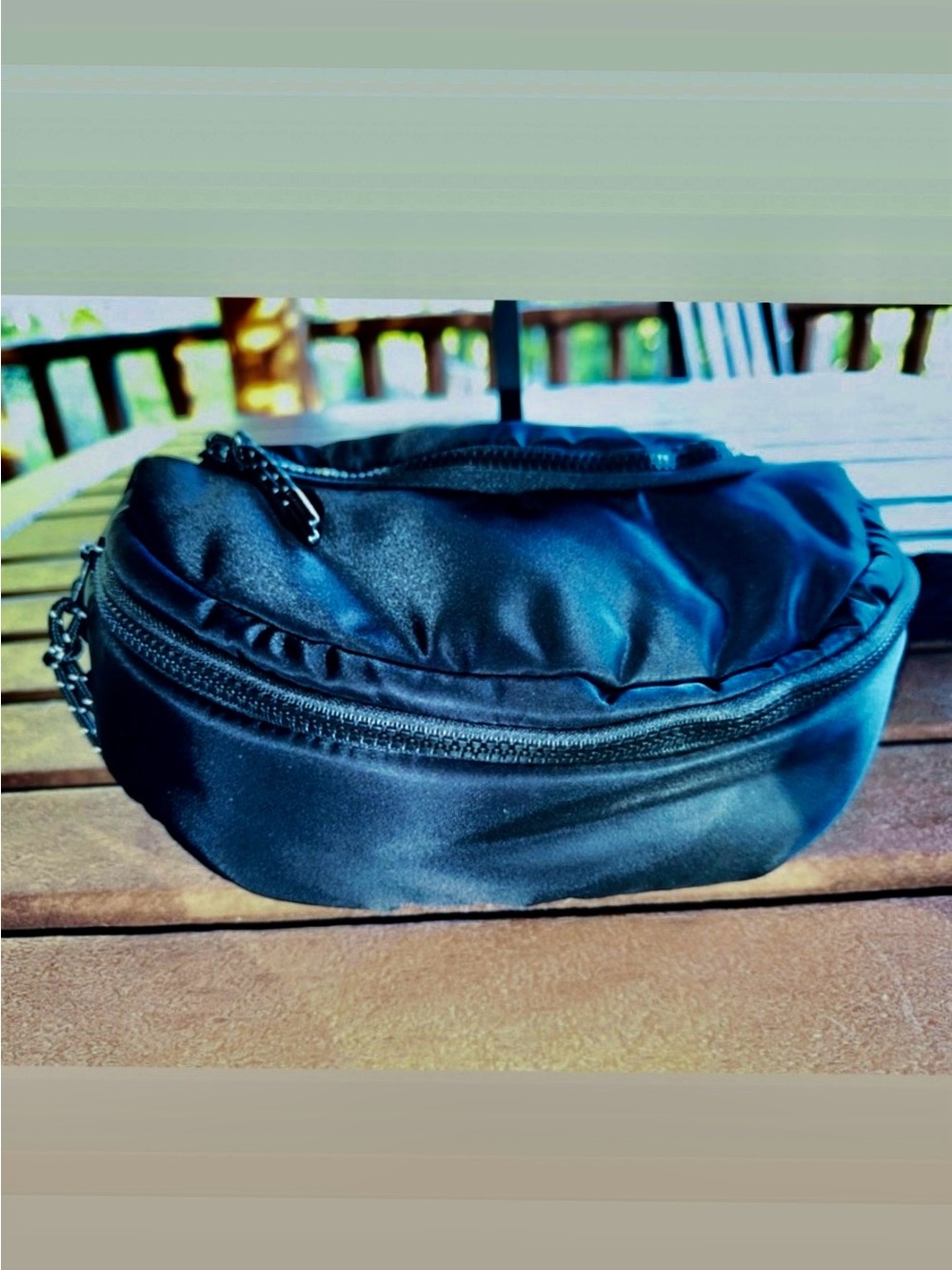 Street Level Black Crescent Belt Bag with Front Zip